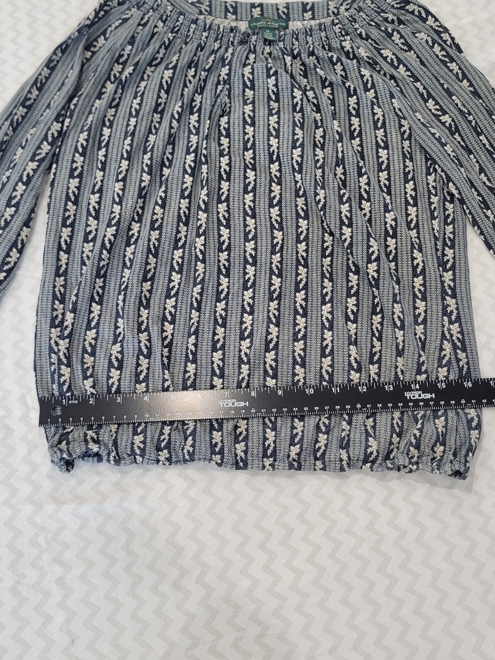 Lauren Ralph Lauren Navy and White Off-Shoulder Peasant Boho - Picture 3 of 9